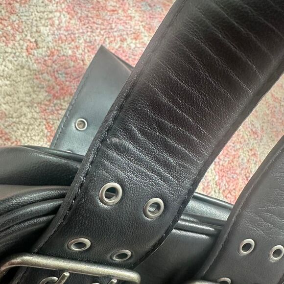 Free People Say Yes Leather Bag handbag metal buckle edgy grunge y2k style black - Picture 7 of 8